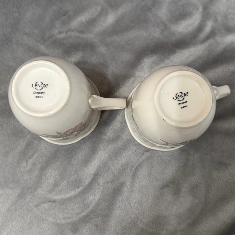 Lenox Butterfly Meadow Set of 2 Coffee‎ Tea Mugs Cups Dragonfly and Monarch - Picture 7 of 10